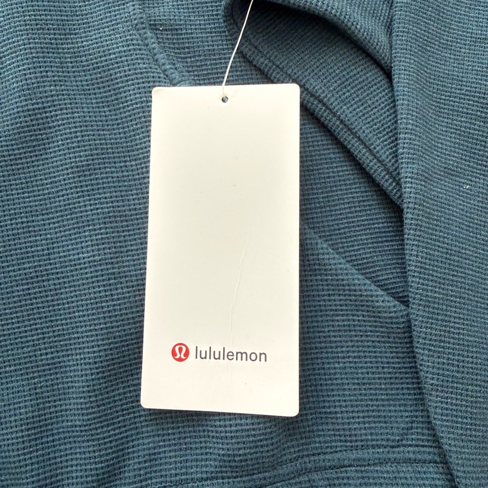 Lululemon Scuba Cropped 1/2 Zip Funnel‎ Neck Women XL Storm Teal Waffle Pullover - Picture 3 of 9